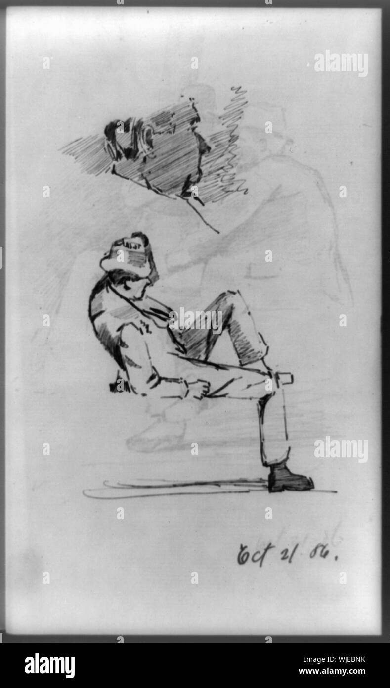 Kopf und Schultern Porträt eines Mannes, und in voller Länge Porträt eines Mannes, liegend, nach rechts Stockfoto