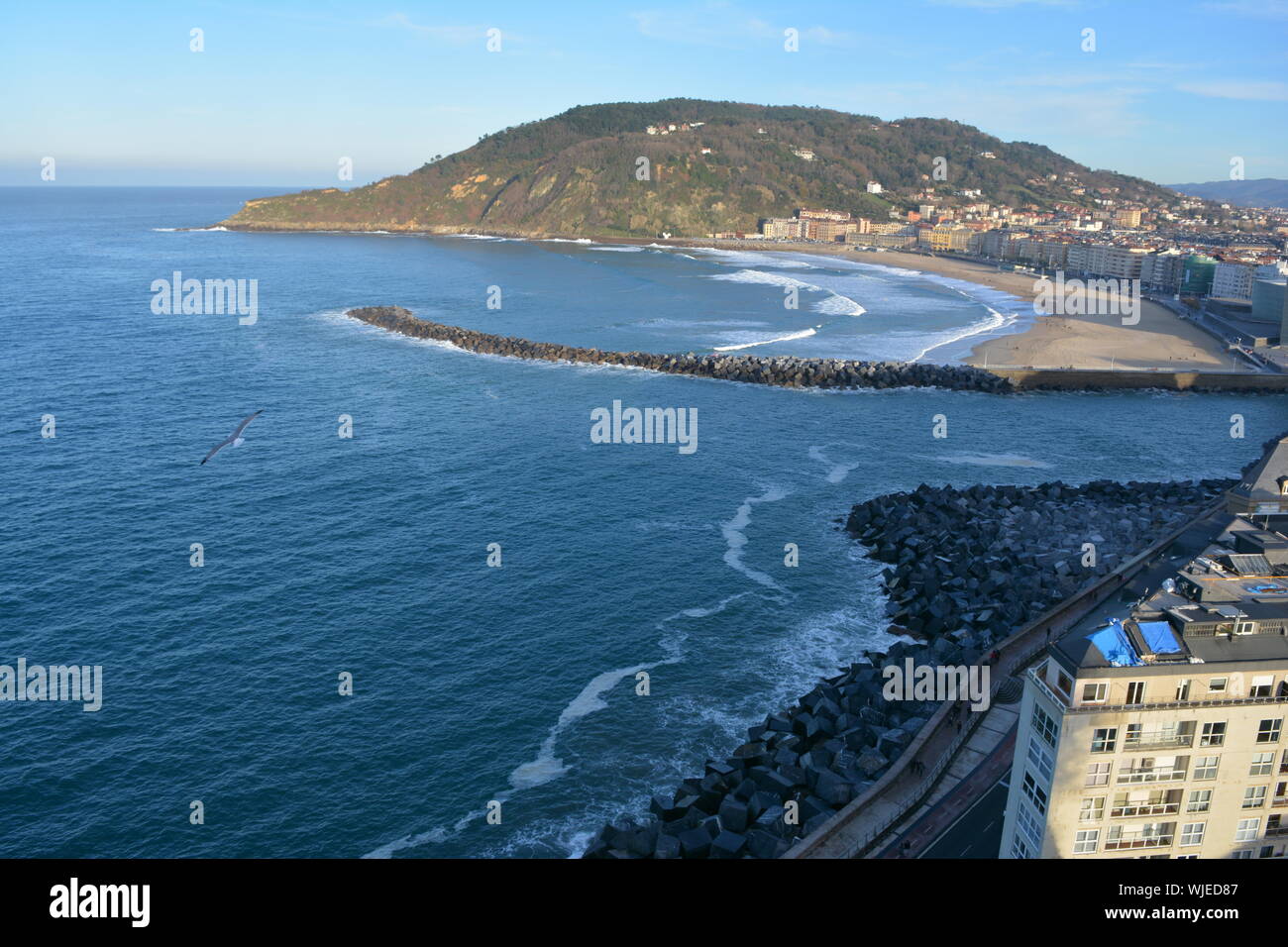 Wunderschöne Aussicht auf Strand Ondarreta, San Sebastian, Spanien Stockfoto