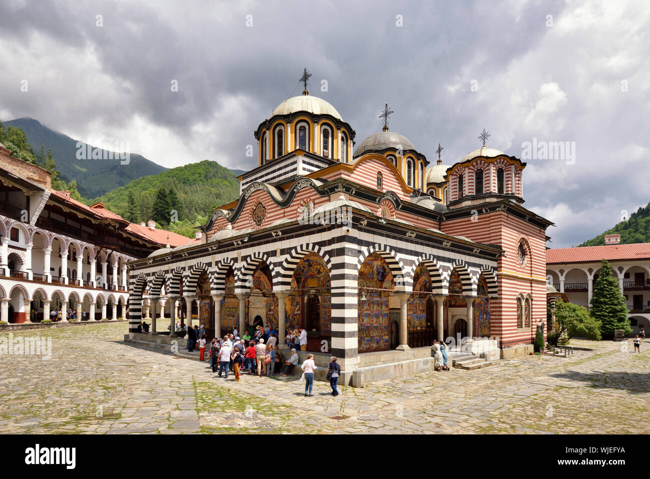 Rila Kloster (Kloster des Hl. Ivan von Rila), der größten orthodoxen Kloster in Bulgarien. Ein UNESCO Weltkulturerbe. Bulgarien Stockfoto