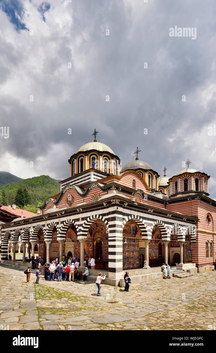 Rila Kloster (Kloster des Hl. Ivan von Rila), der größten orthodoxen Kloster in Bulgarien. Ein UNESCO Weltkulturerbe. Bulgarien Stockfoto