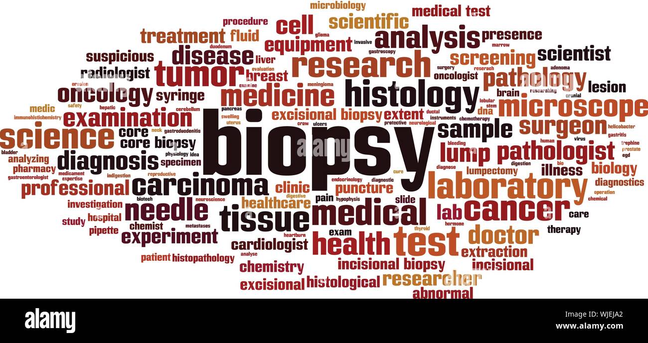 Biopsie Wort cloud Konzept. Collage aus Worte zur Biopsie. Vector Illustration Stock Vektor