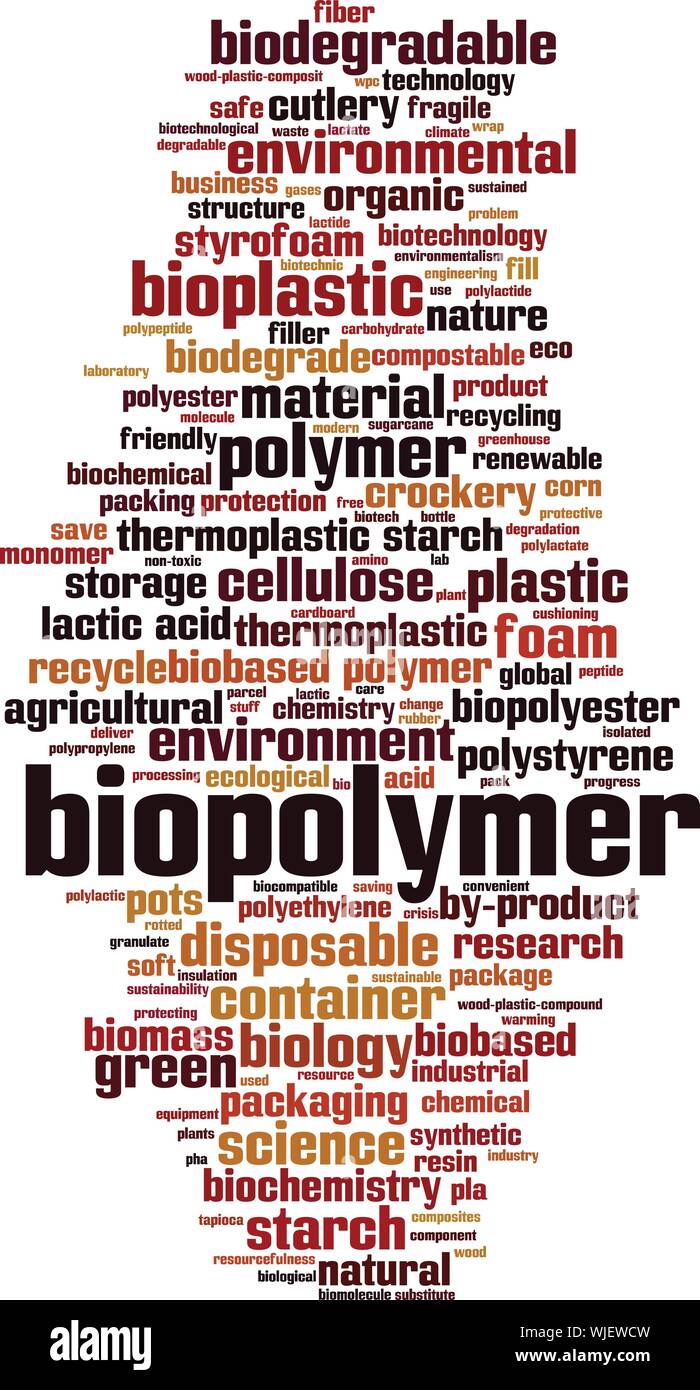 Biopolymer Wort cloud Konzept. Collage aus Worte über Biopolymer. Vector Illustration Stock Vektor