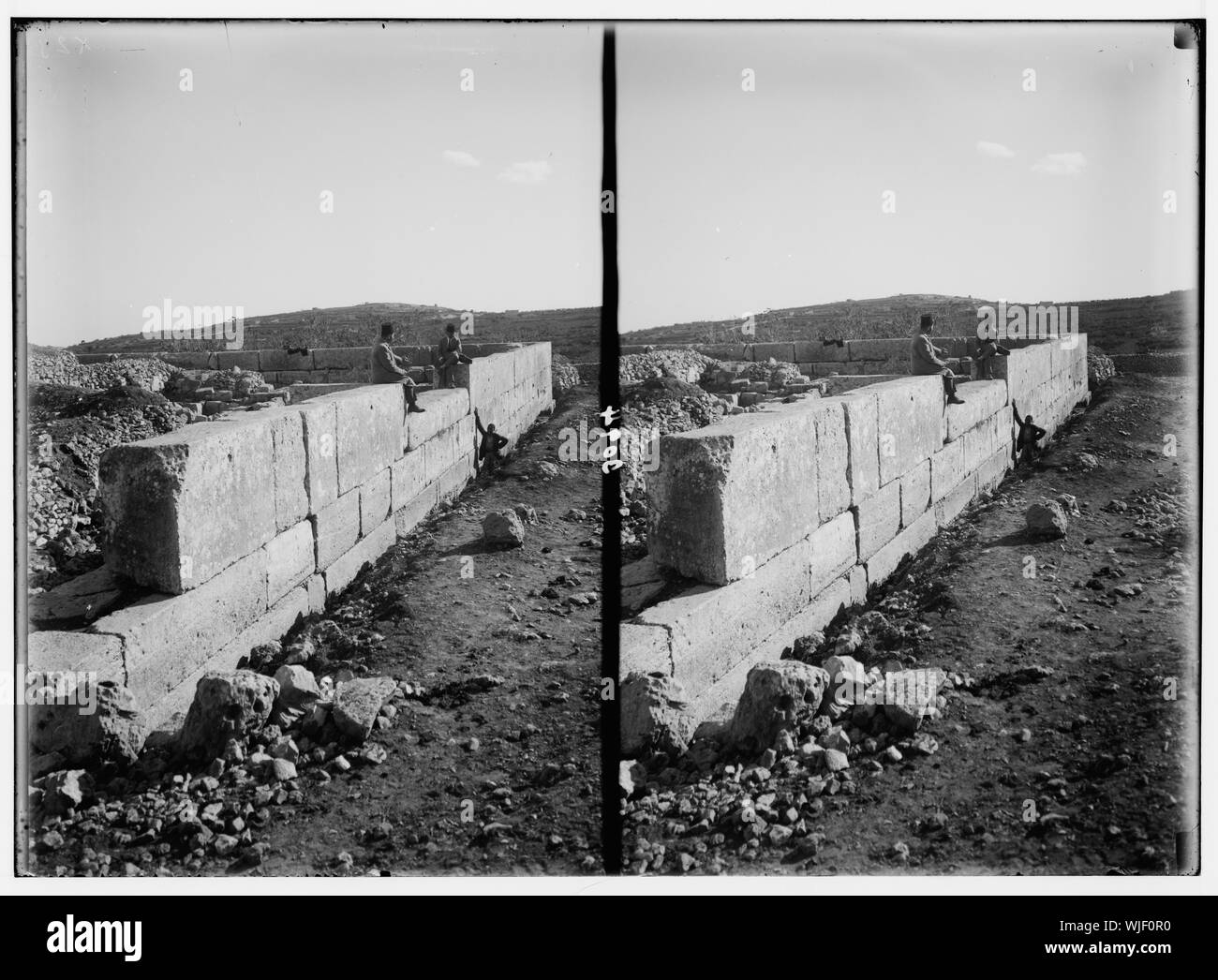 Hebron und Umgebung. Ramet el Khalil. Herodes Mauer rings um die Ruinen Stockfoto