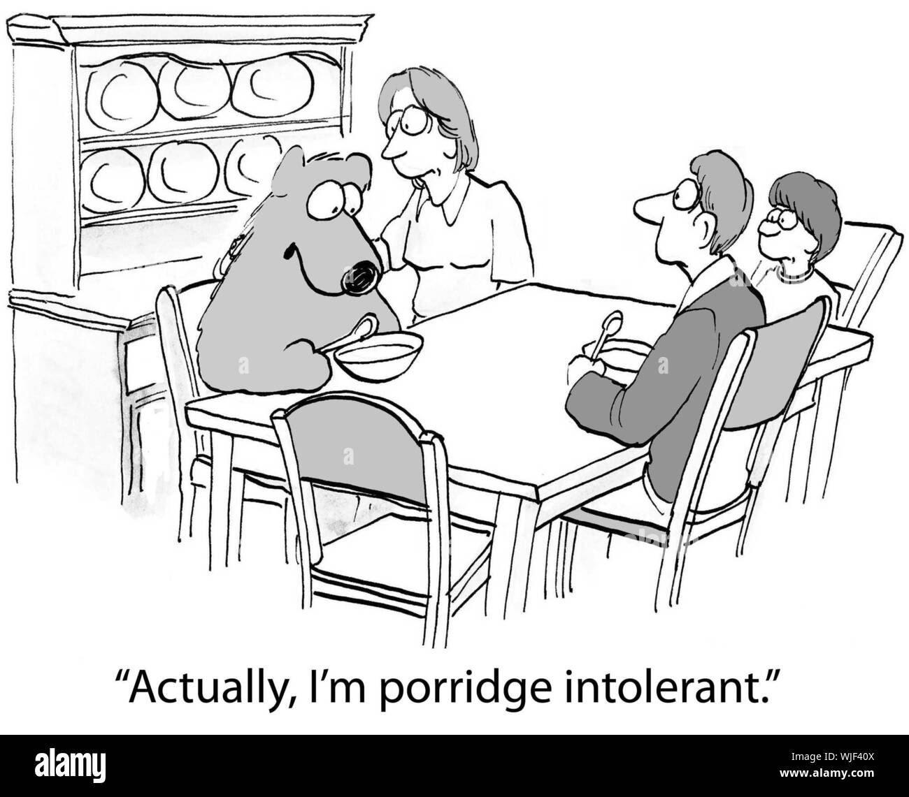 "Eigentlich bin ich Porridge intolerant." Stockfoto