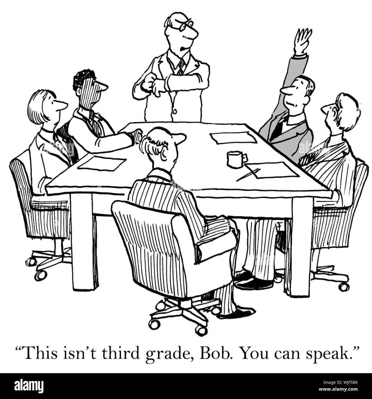 "Das ist nicht der dritten Klasse, Bob. Sie können sprechen." Stockfoto