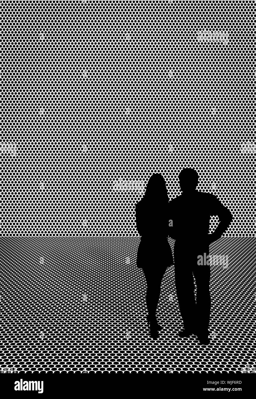 Silhouette von Paar - der Mann und die Frau - ein monochromes Bild Stockfoto