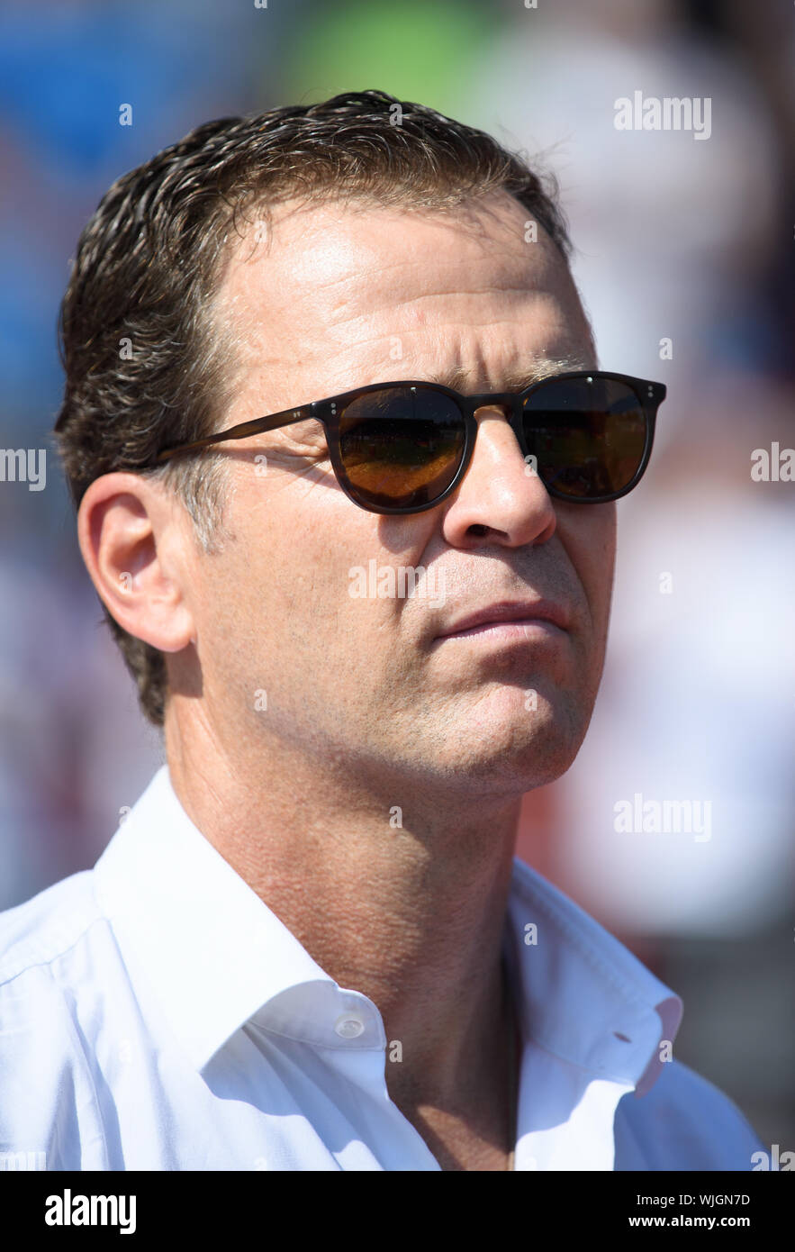 Kassel, Deutschland. 31 Aug, 2019. Oliver Bierhoff (Deutschland/Manager Nationalmannschaft), Portrait, Portrait, Portrait, Kopf. GES/fussball/EM-Qualifikation der Frauen: Deutschland - Montenegro, 31.08.2019 Fußball: UEFA Euro 2021 qualifizieren: Deutschland gegen Montenegro, Kassel, August 31, 2019 | Verwendung der weltweiten Kredit: dpa/Alamy leben Nachrichten Stockfoto