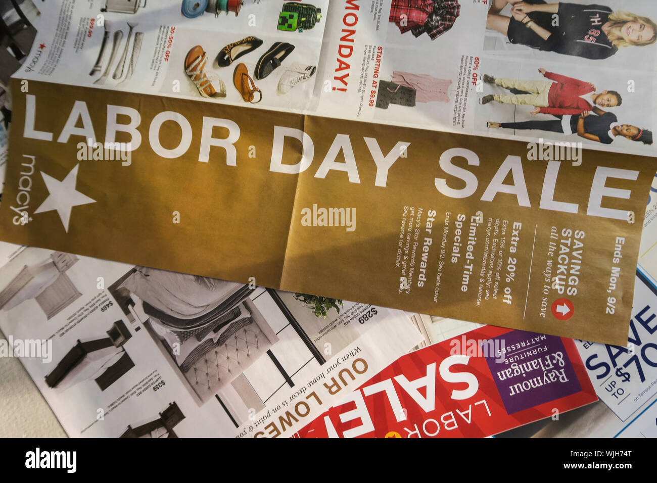 Tag der Arbeit Verkauf Werbung, USA Stockfoto