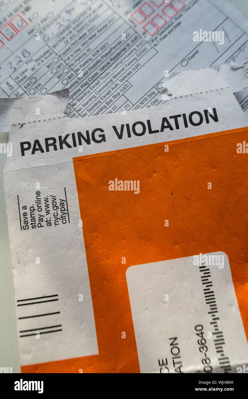Parkplatz Verletzung Umhüllen und Ticket, NYC Stockfoto