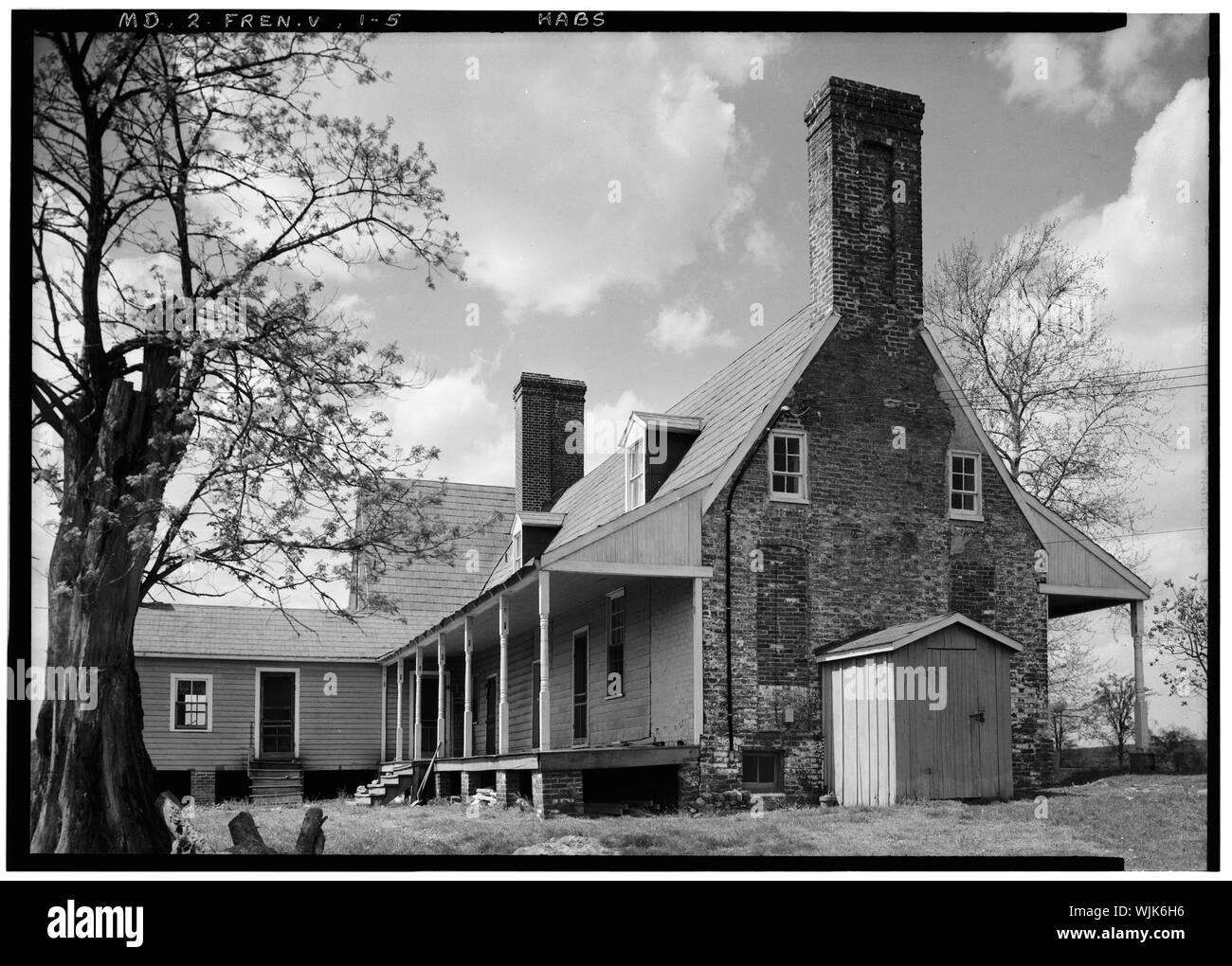 Historischer amerikanischer Gebäude Umfrage John O. Brostrup, Fotograf Mai 6, 1937, 1-30 Uhr ANSICHT VON SÜDEN. - Holly Hill, südöstlich von Freundschaft aus MD 631, Freundschaft, Anne Arundel County, MD; Harrison, Richard; Harrison, Samuel; Hamilton, Cynthia, delineator; Carson, Cary, delineator; Hoang, Urs, delineator; Brostrup, John O, Fotograf Stockfoto