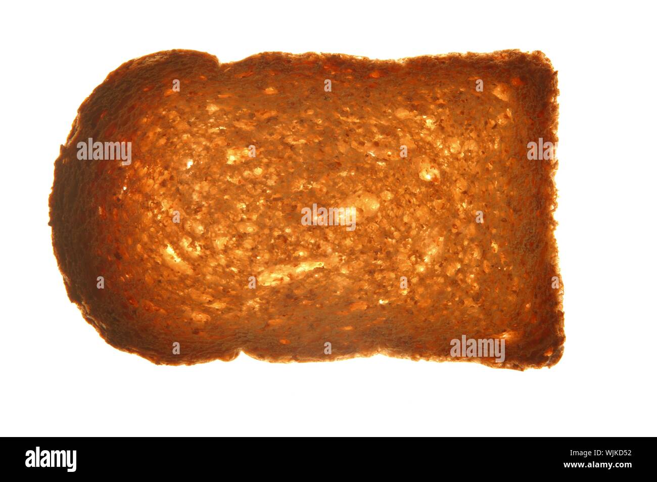 Brotscheibe auf transparenten weißen Hintergrund Stockfoto