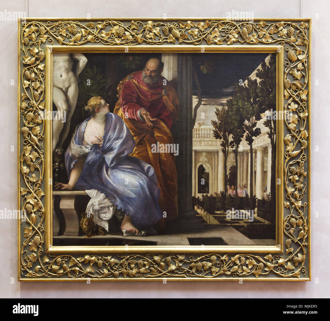 Gemälde "Bathseba Baden" durch die italienische Renaissance Maler Paolo Veronese (1575) im Museum der Schönen Künste (Musée des Beaux-Arts de Lyon) in Lyon, Frankreich. Stockfoto