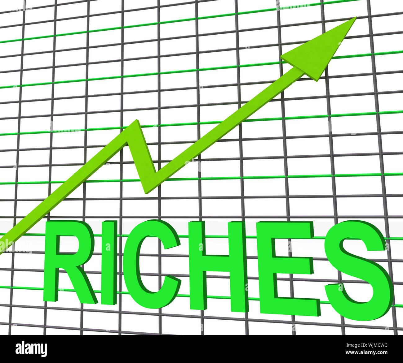 Reichtümer Diagramm Graph zeigt Anstieg Cash Reichtum Einnahmen Stockfoto