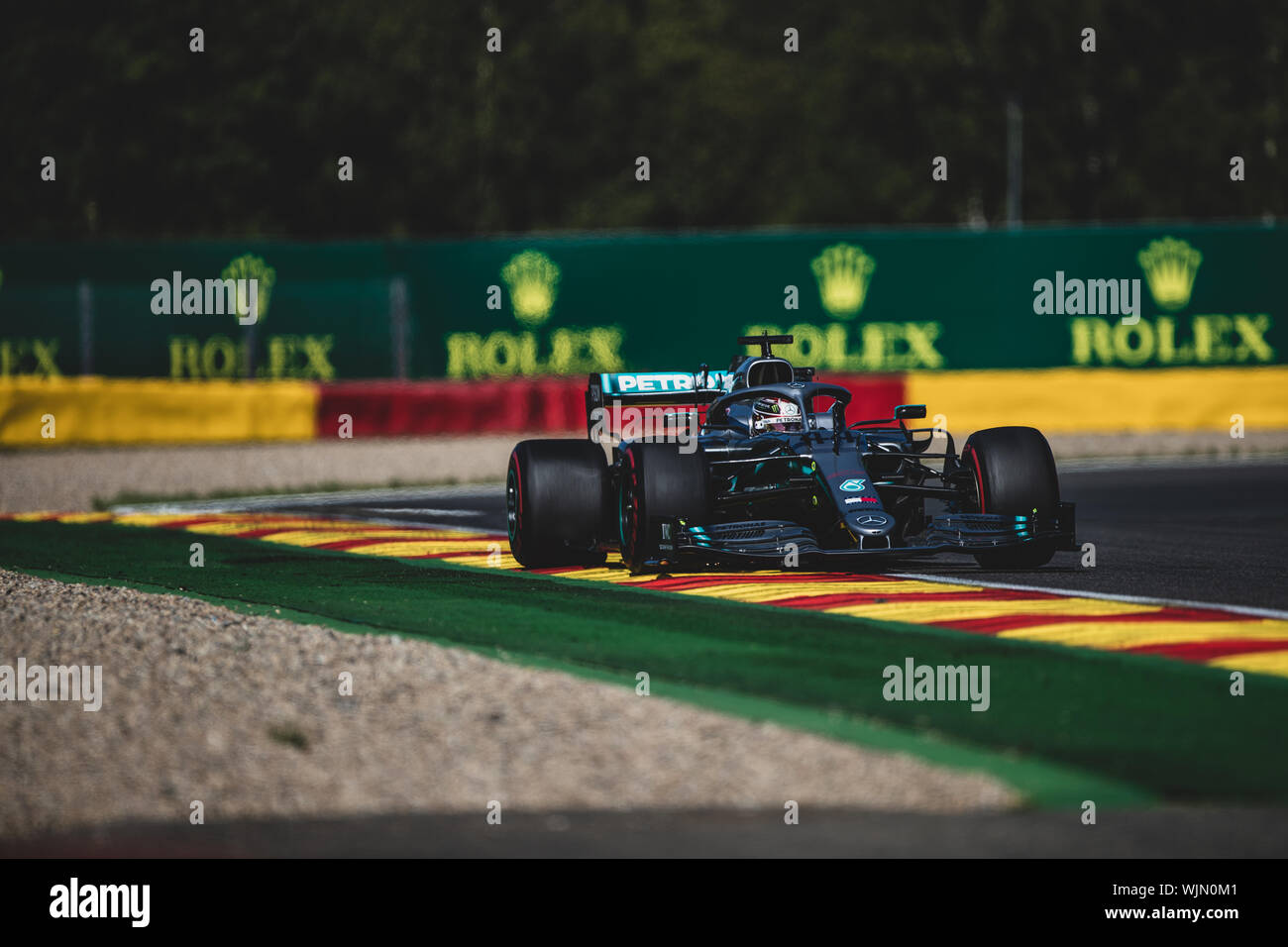 #44, Lewis Hamilton, GBR, Mercedes, in Aktion während des Grand Prix von Belgien in Spa Francorchamps Stockfoto