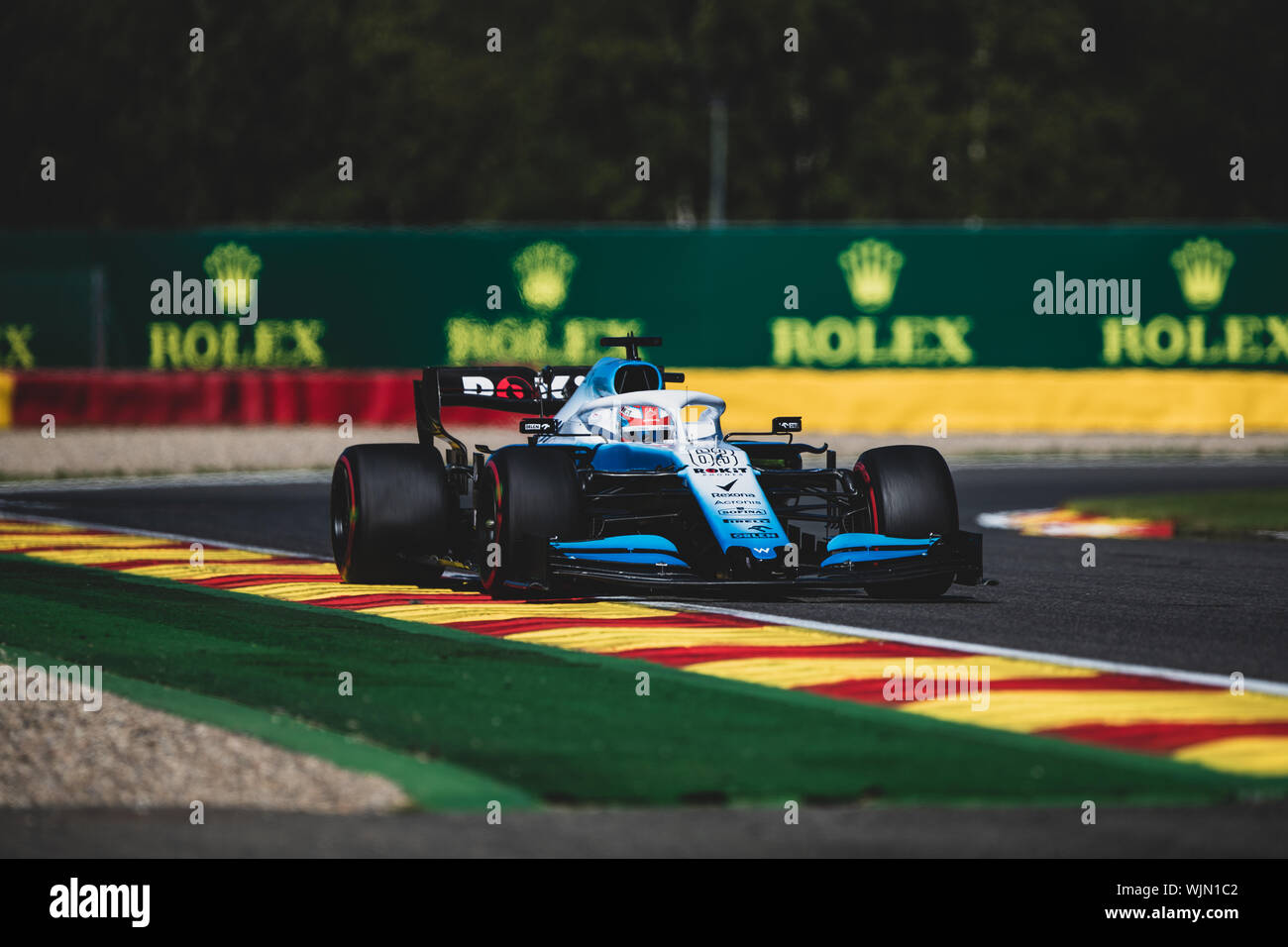 #63, George Russell, GBR, Williams, in Aktion während des Grand Prix von Belgien in Spa Francorchamps Stockfoto