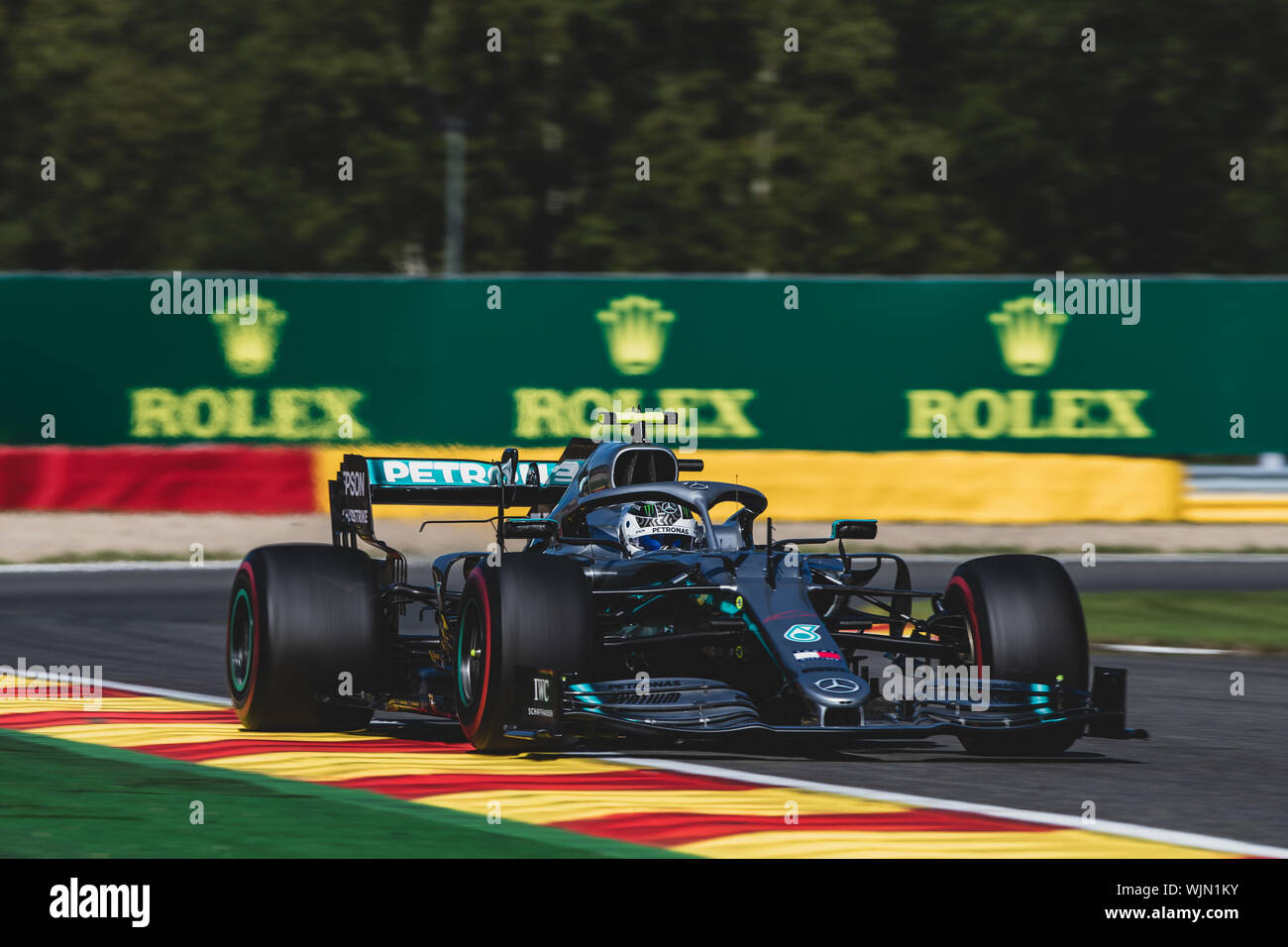 #77, Valterri Bottas, FIN, Mercedes, in Aktion während des Grand Prix von Belgien in Spa Francorchamps Stockfoto