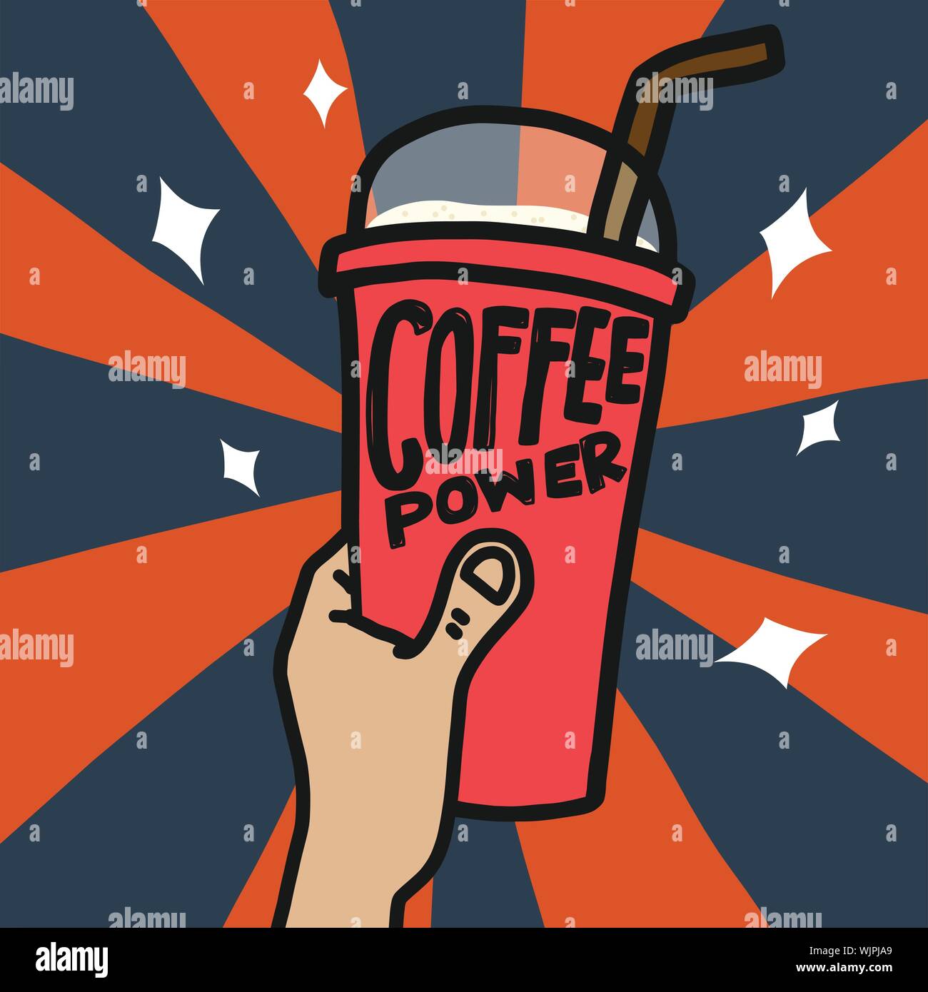 Kaffee macht Eis Becher in der Hand Vector Illustration Stock Vektor