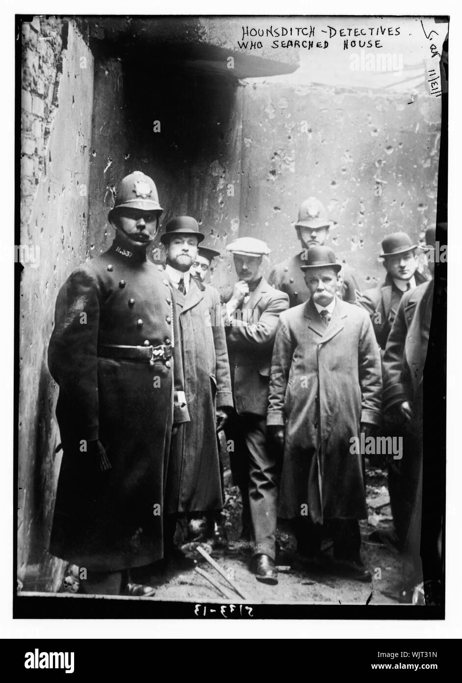 Hounsditch, Detektive, Haus durchsucht Stockfoto