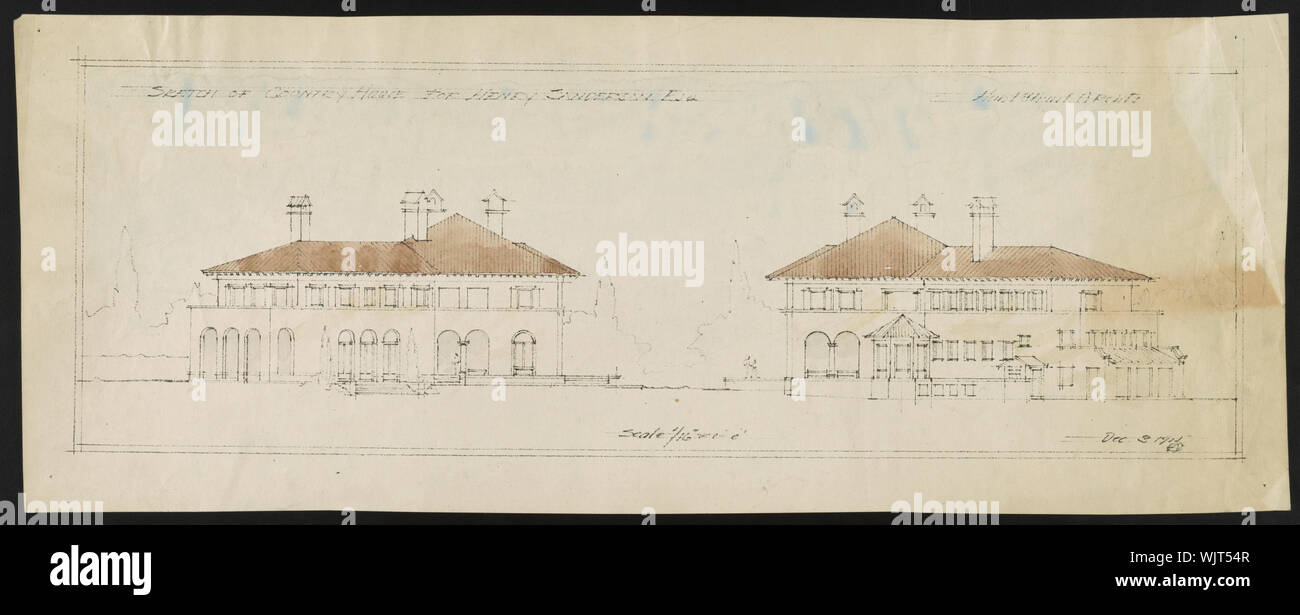 Haus (La Selva) für Henry Sanderson, Upper Brookville, Long Island, New York. Zwei Erhöhungen/Jagd & Jagd archts Stockfoto