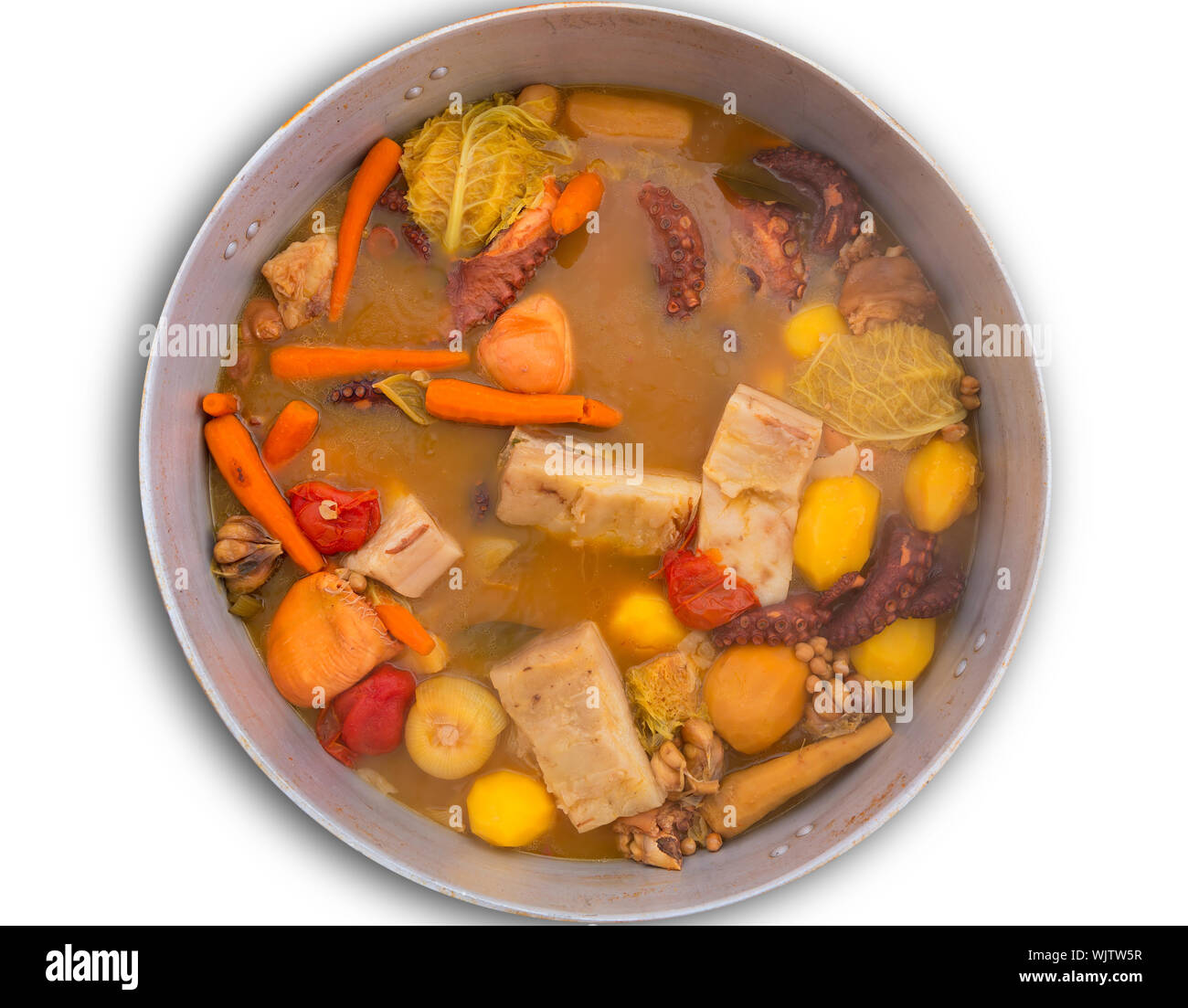 Tintenfisch-Eintopf aus mediterranen traditionellem Rezept in Alicante Spanien Stockfoto