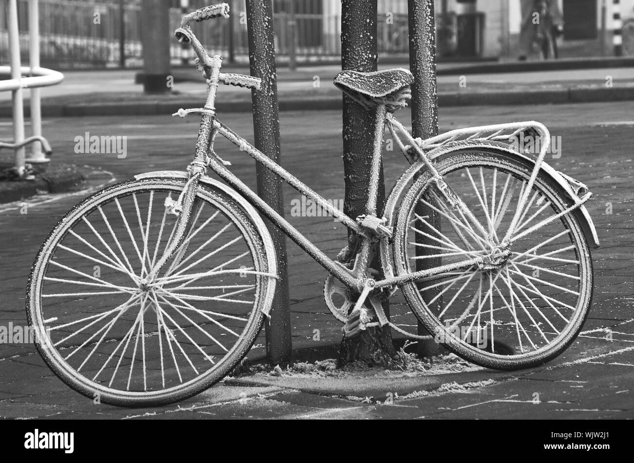Gefrorene Fahrrad Stockfoto