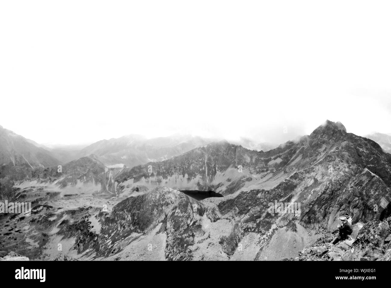 Panorama der polnischen Tatra an einem bewölkten Tag Stockfoto