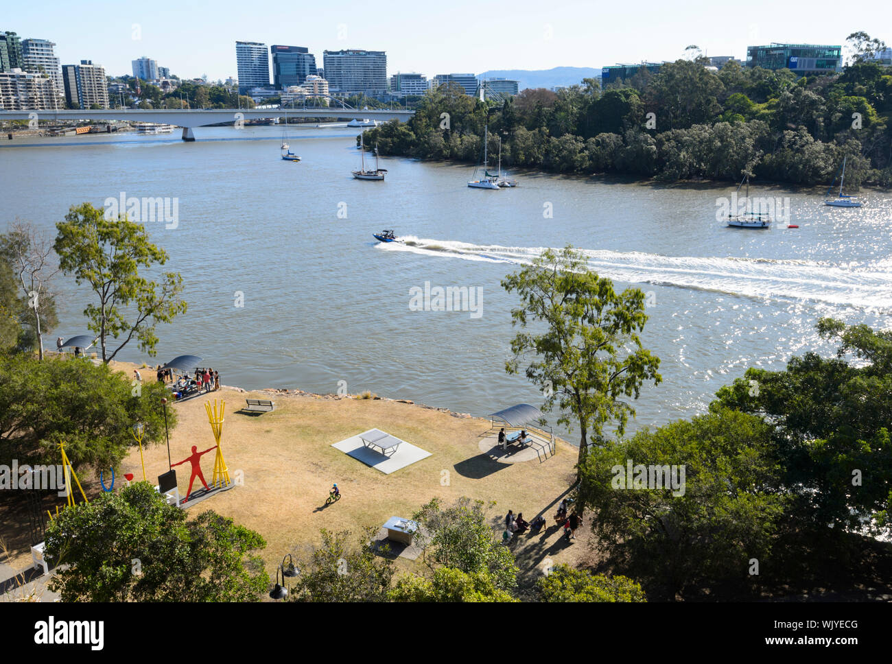Blick auf den Brisbane River in Kangaroo Point Cliffs, Brisbane, Queensland, Queensland, Australien Stockfoto