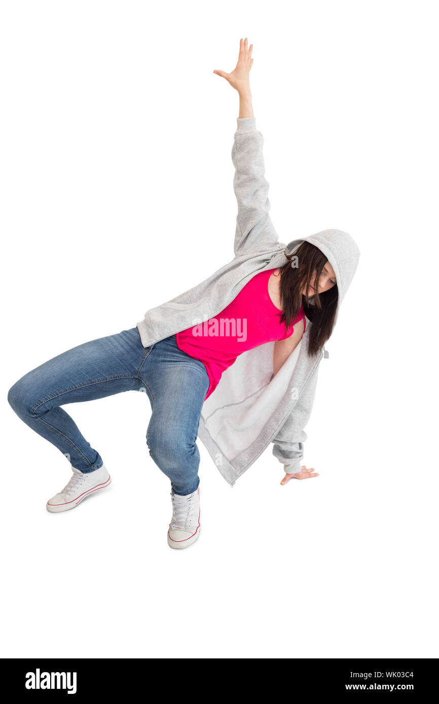 Lässige junge Frau machen hip Hop pose Stockfoto