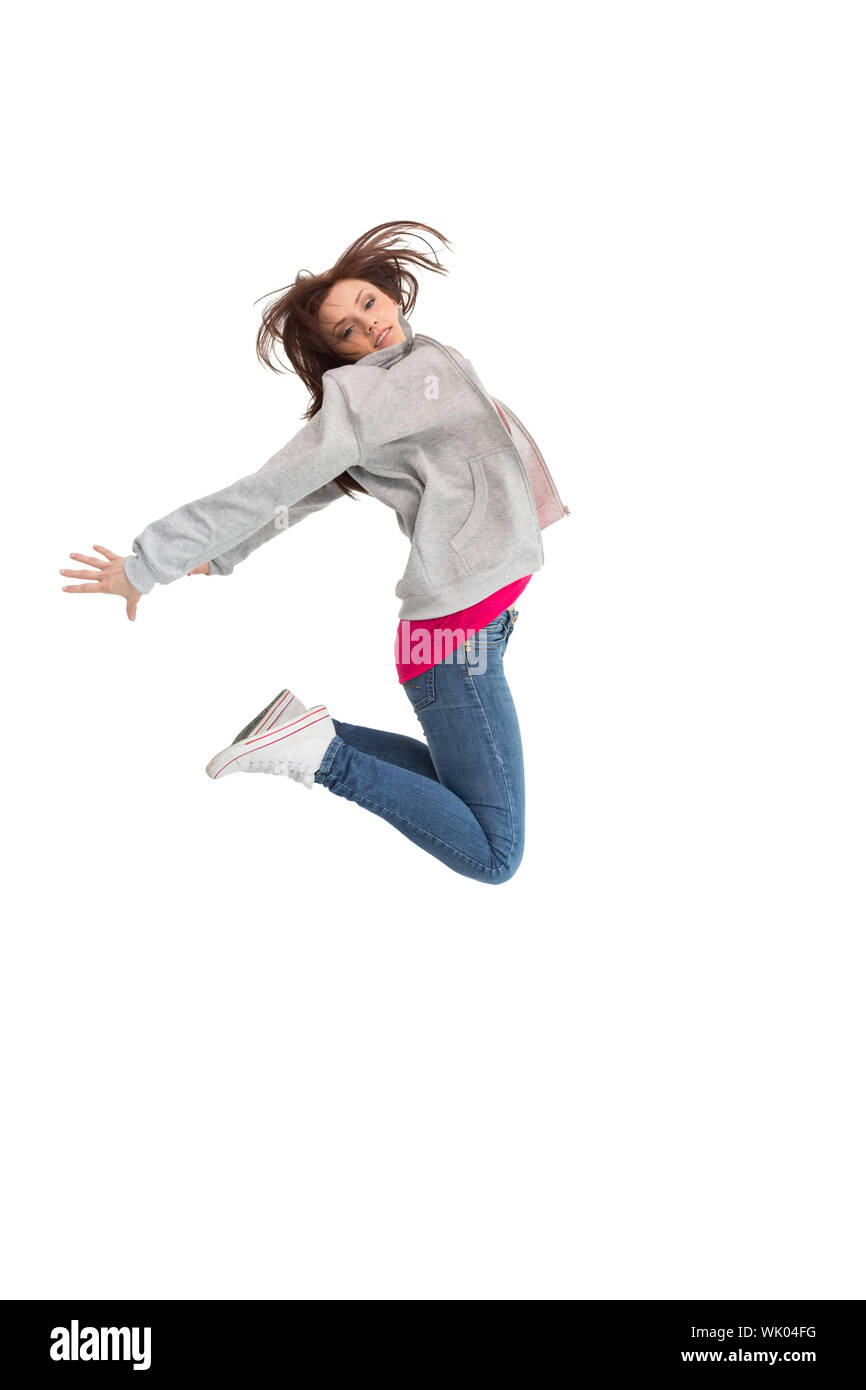 Hübsche junge Frau springen Stockfoto