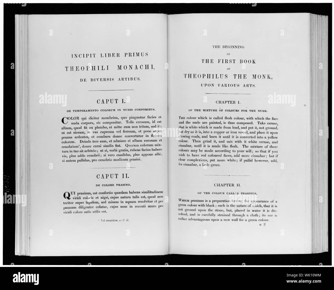 Incipit liber primus Theophili monachi, de diversis artibus Beginn des ersten Buches von Theophilus der Mönch, auf verschiedene Art. Stockfoto