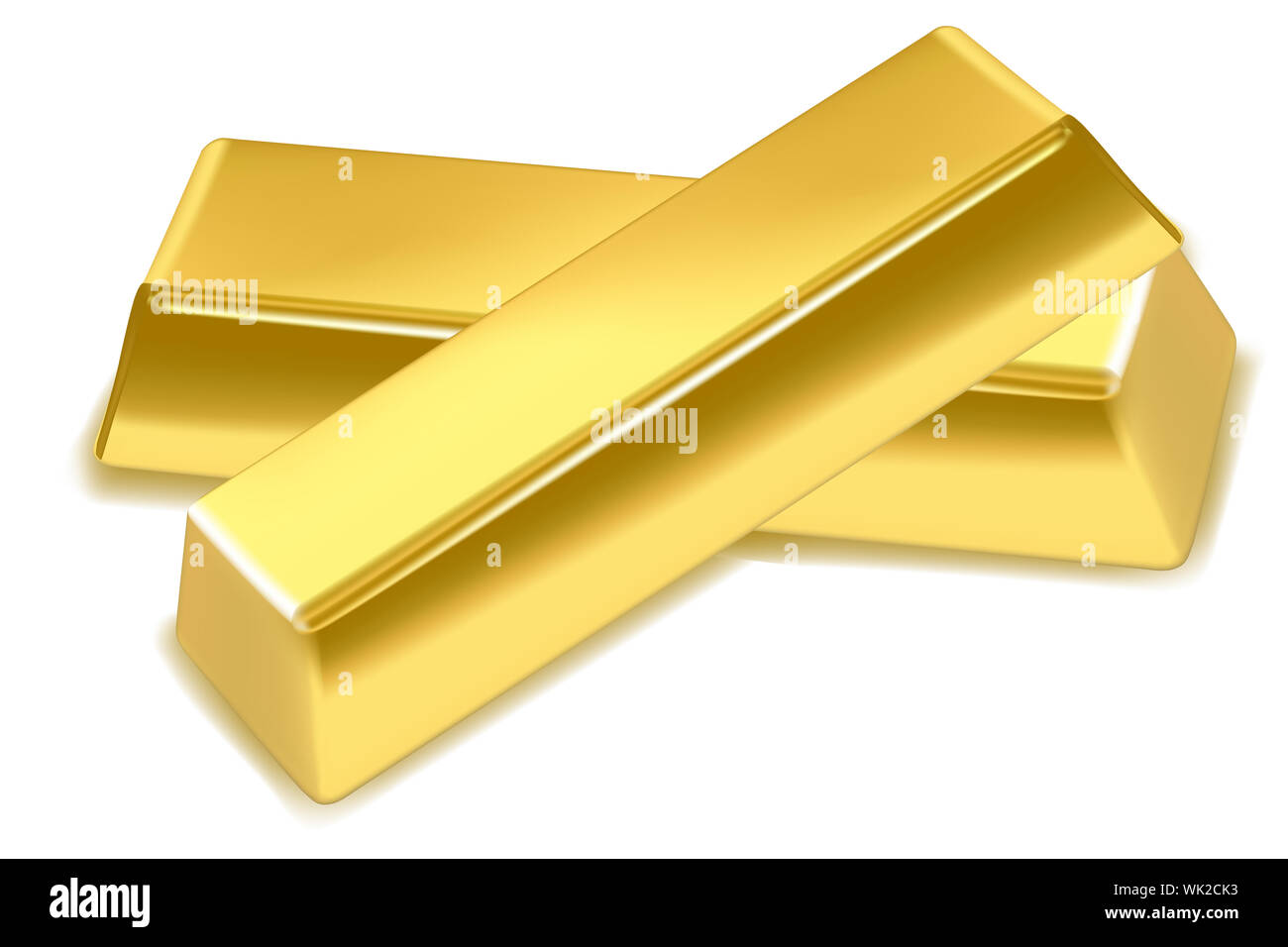 Abbildung von Goldbarren auf isolierte Hintergrund Stockfoto