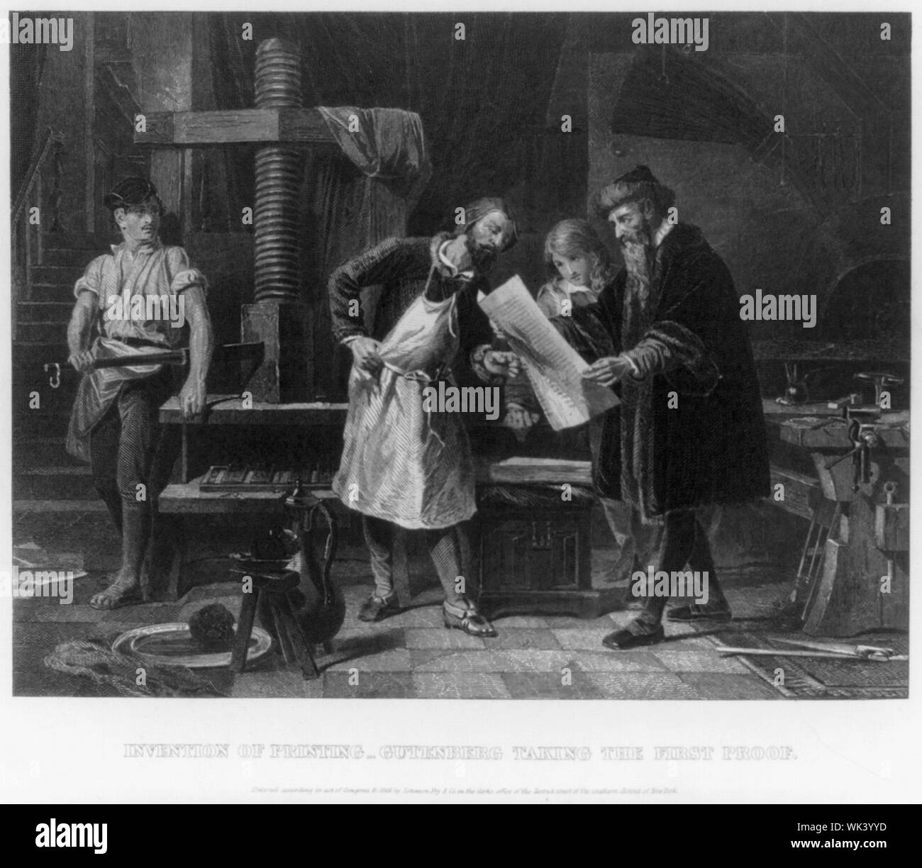 Erfindung des Buchdrucks - Gutenberg, den ersten Nachweis Stockfoto