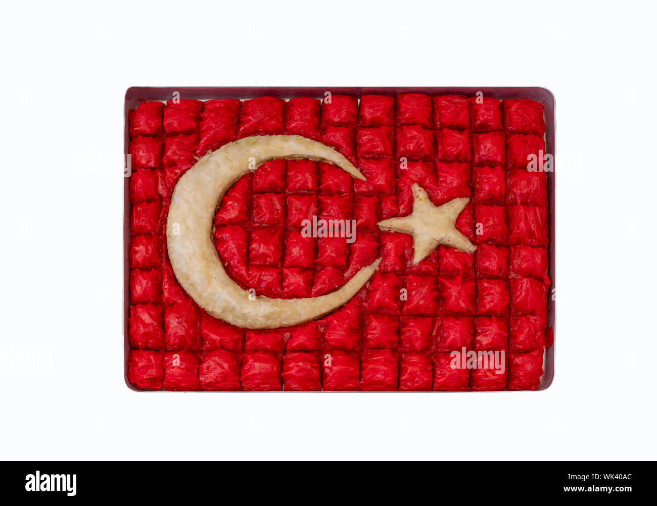 Türkisches baklava als Türkische Flagge in einem Markt, der geprägt, der Stern und der Halbmond Stockfoto