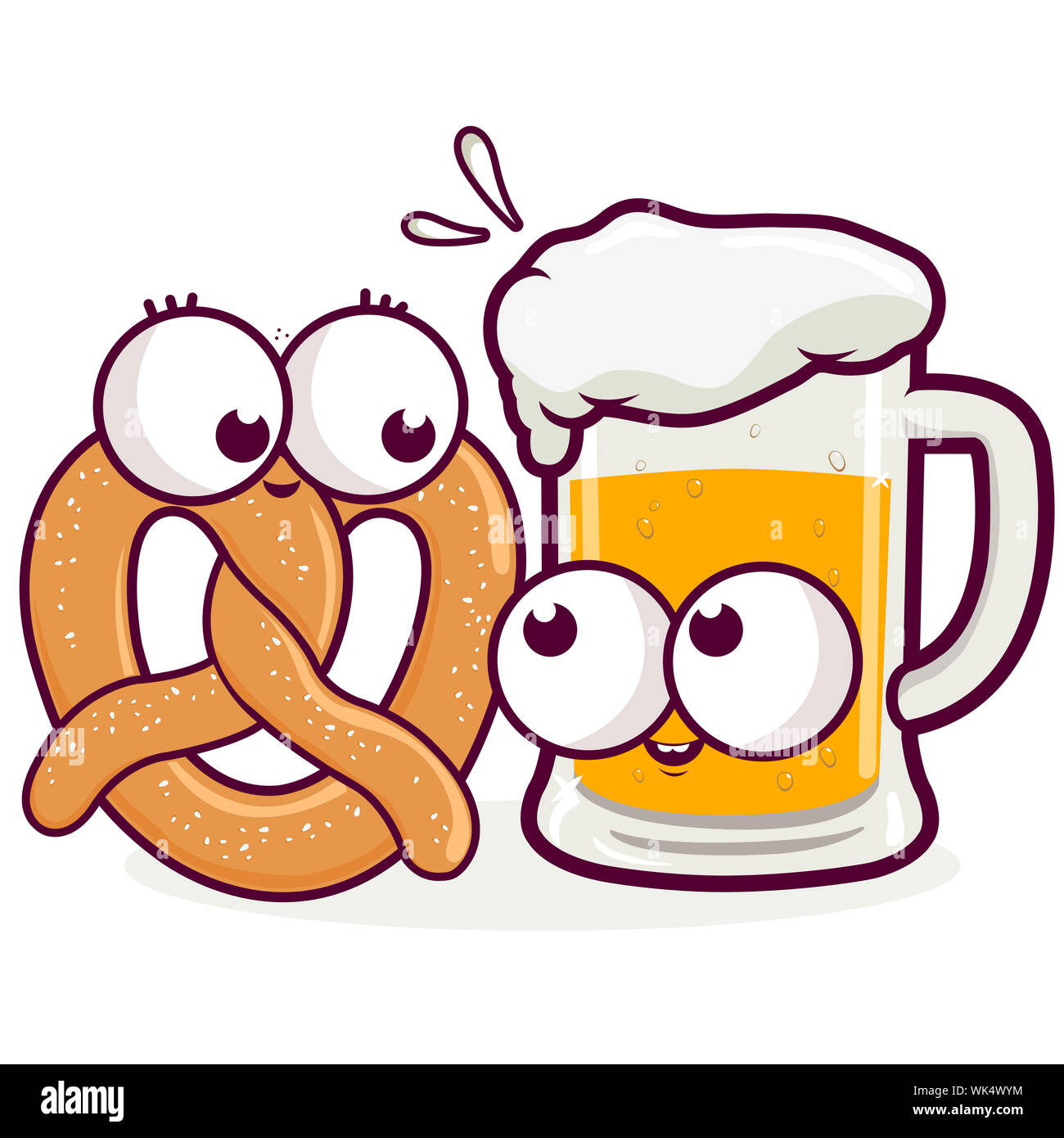 Cartoon Bier und Brezel Zeichen. Stockfoto
