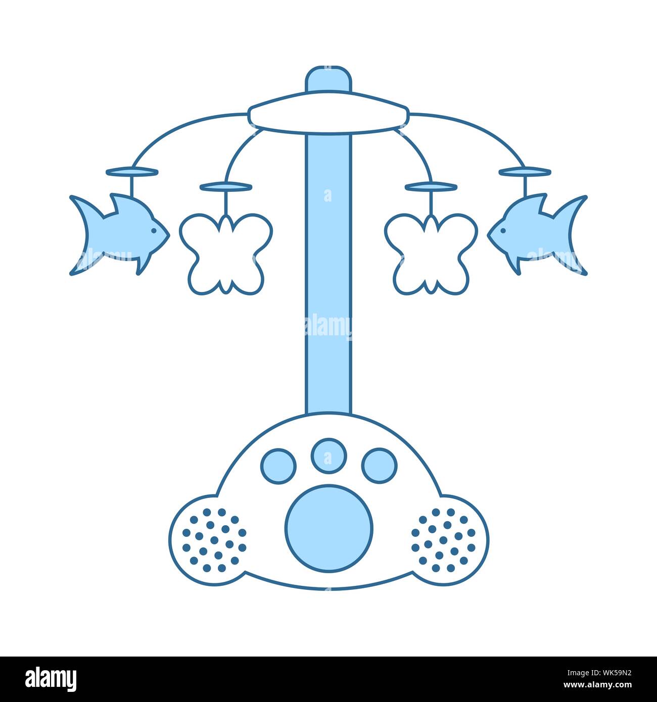 Baby Karussell Symbol. Dünne Linie mit blauer Füllung Design. Vector Illustration. Stock Vektor