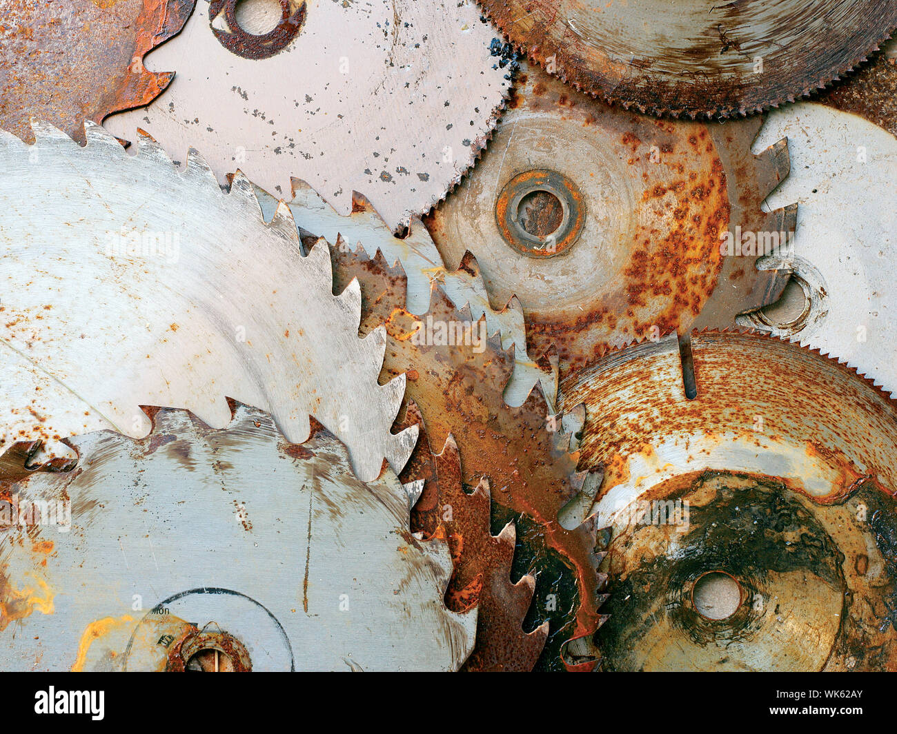 Rusty Sägeblätter Stockfoto