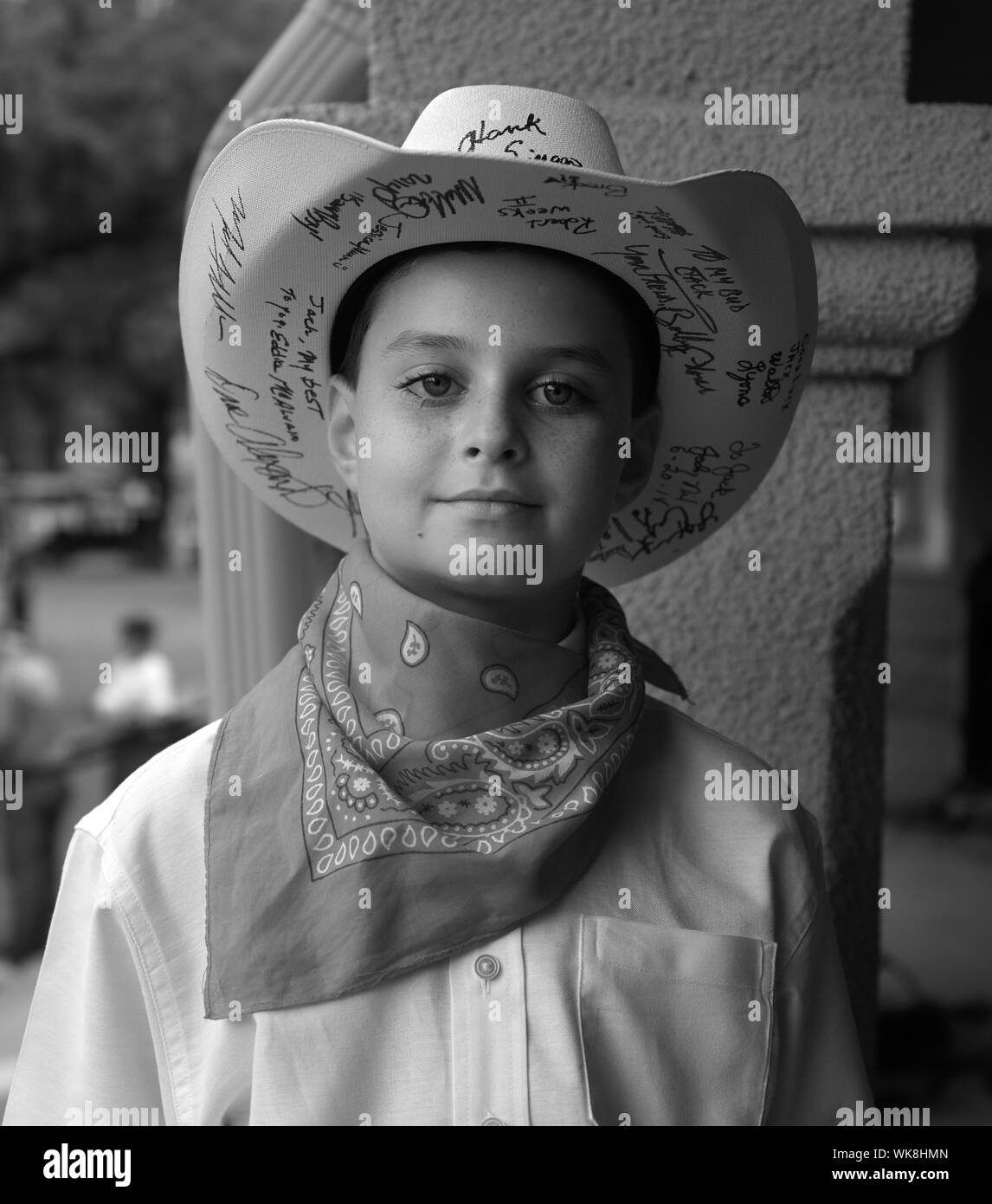 Jack Phillips, eine 9-jährige nesteln, Prodigy, die in der Cowtown Opry im Stockyards District von Fort Worth, Texas Stockfoto