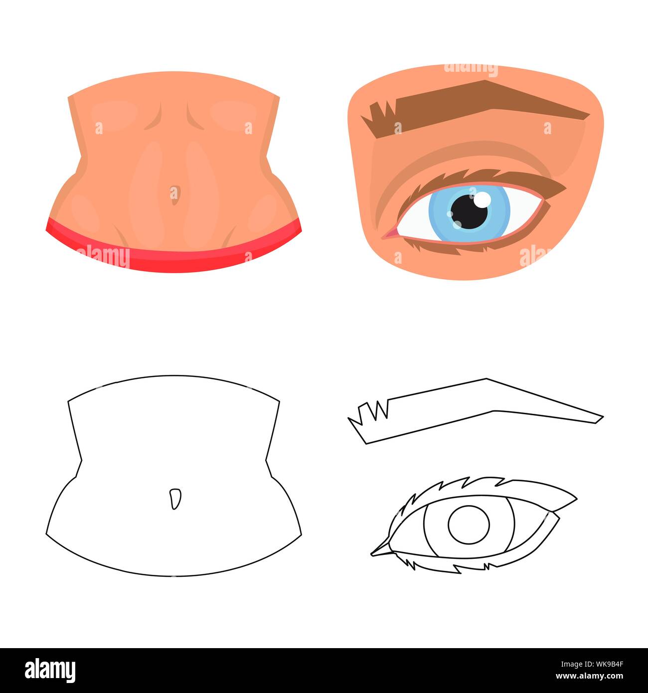 Vector Illustration von Körper und Symbol. Sammlung von Körper und ...