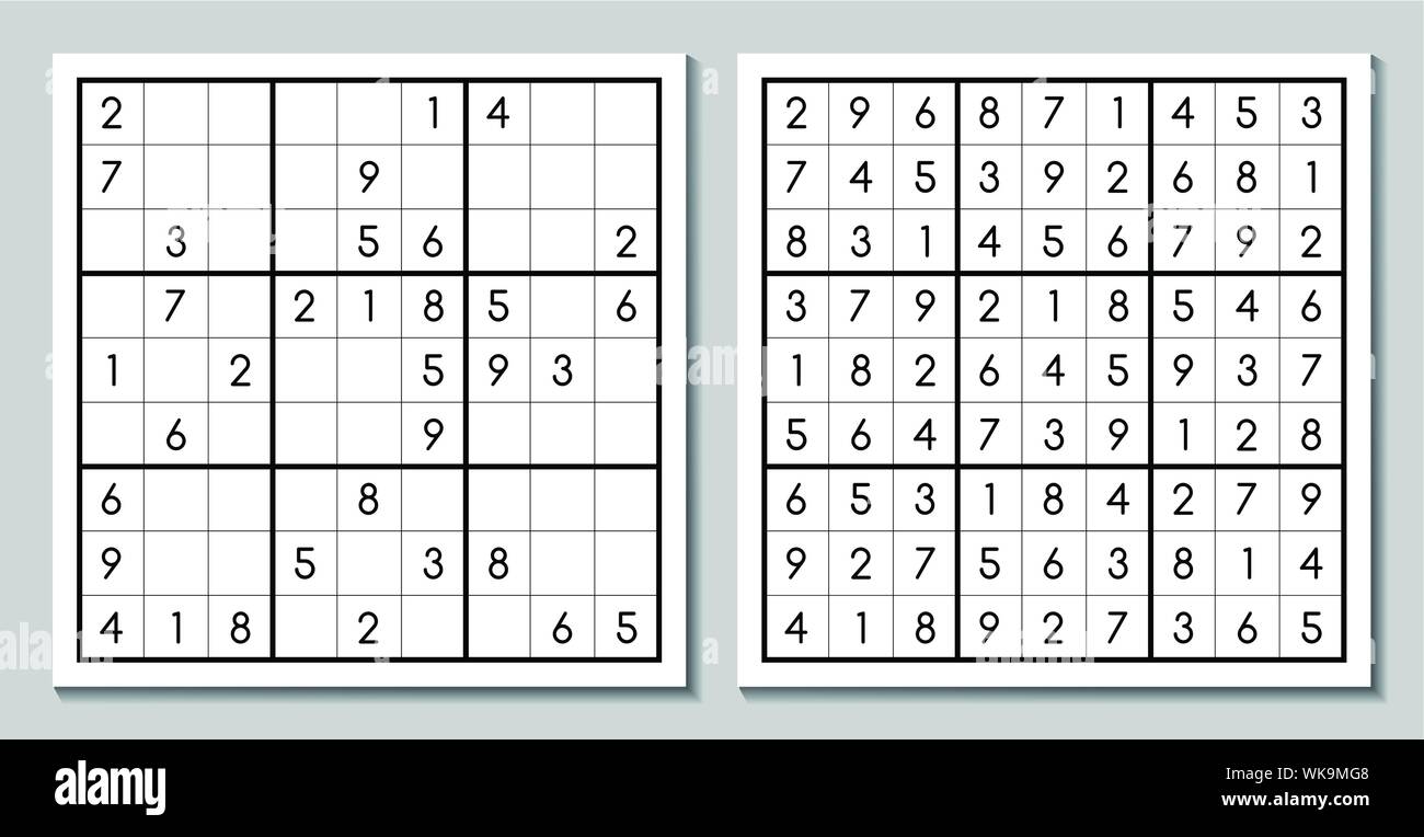 Sudoku mit der Antwort. Vektor puzzle Spiel Stock Vektor