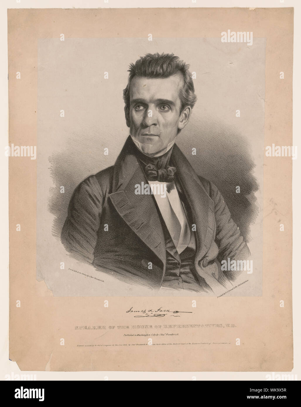 James K. Polk. Sprecher des Abgeordnetenhauses, USA/von Leben & auf Stein durch Chas. Fenderich; P.S. Duval, Lith., Philadelphia gedruckt. Stockfoto