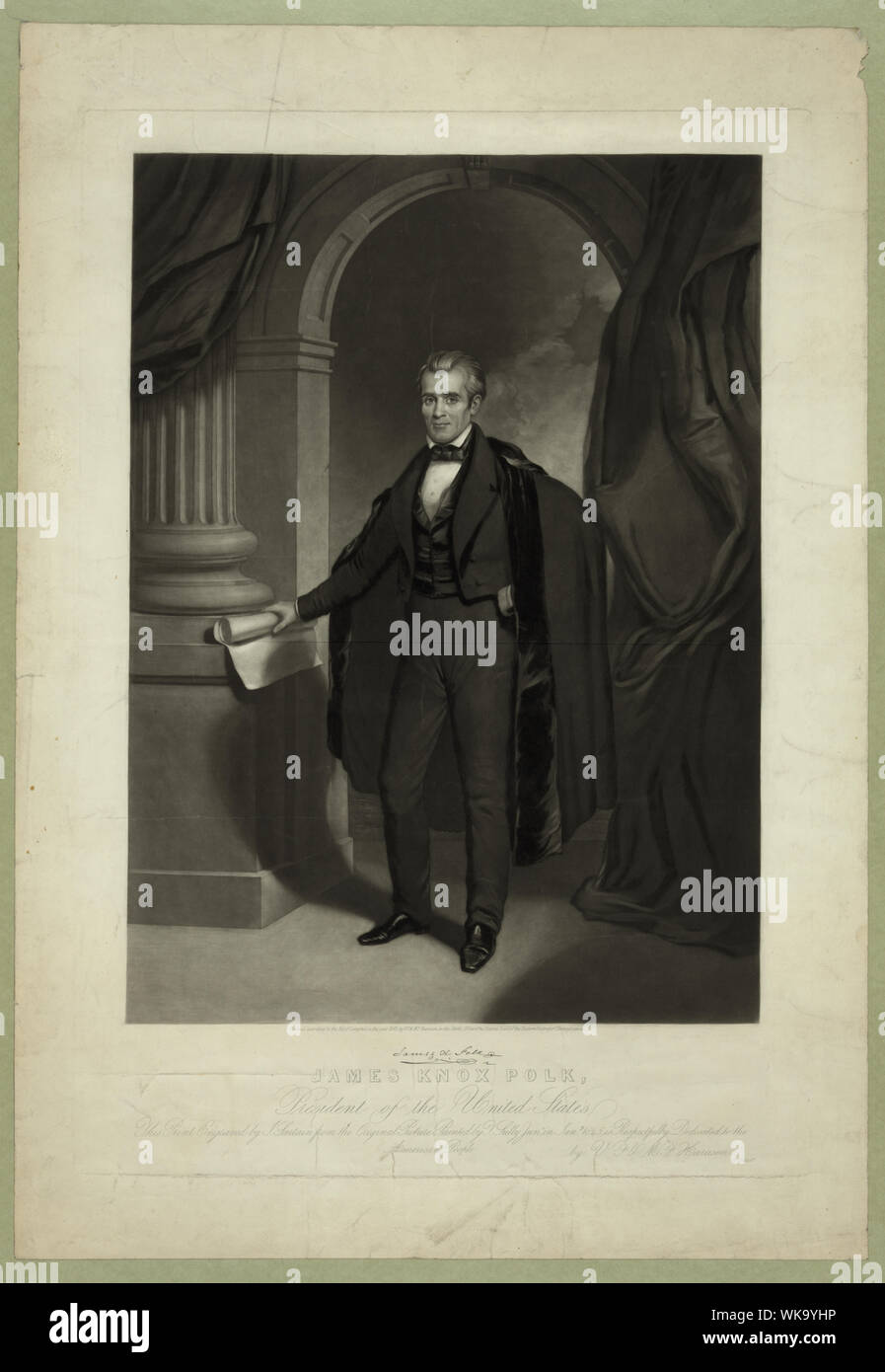 James Knox Polk, Präsident der Vereinigten Staaten/gestochen von J. Sartain aus dem ursprünglichen Bild gemalt von T. Sully, Junr. Stockfoto