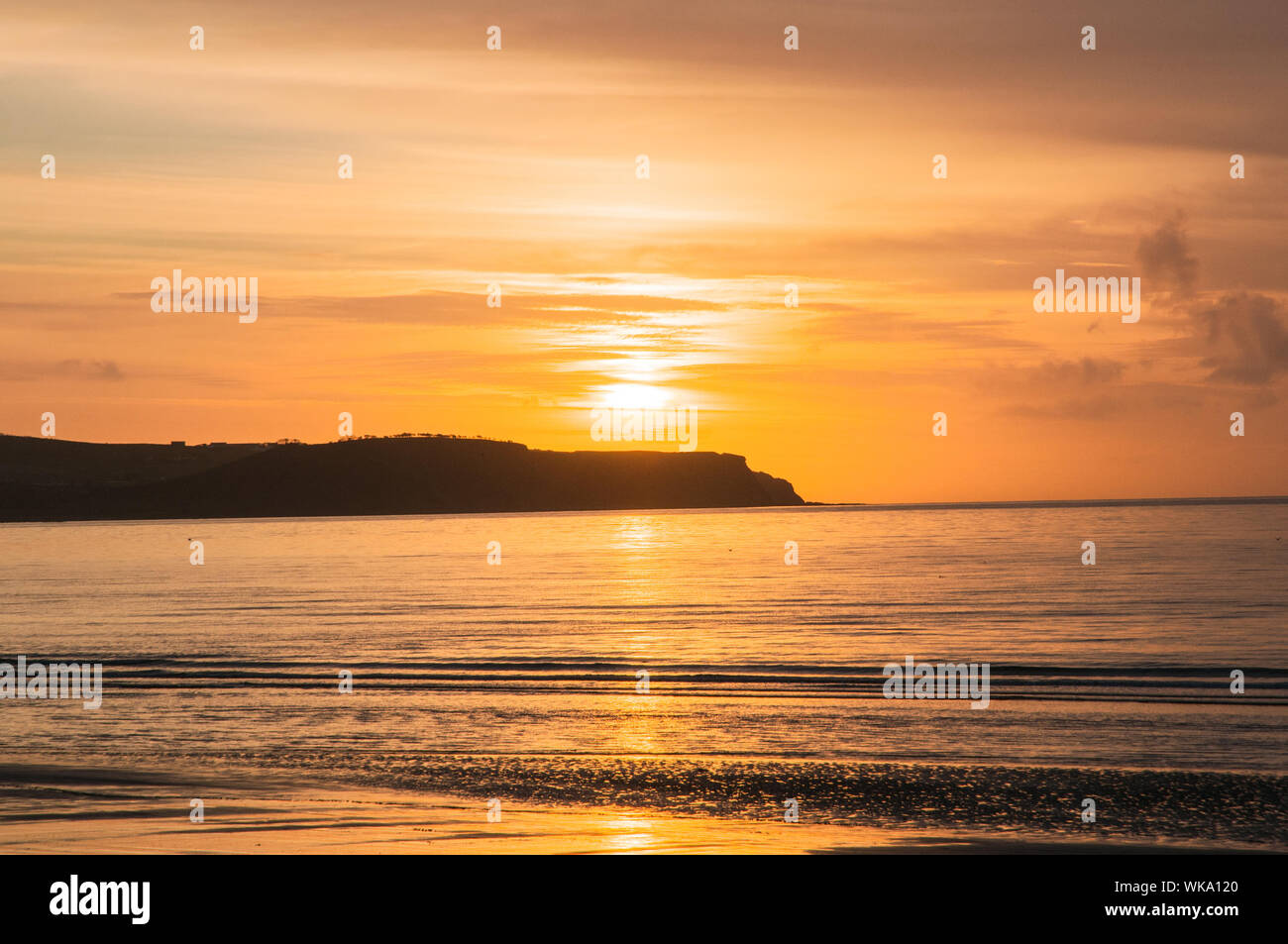 Sonnenuntergang am Strand von Ayr South Ayrshire, Schottland Stockfoto