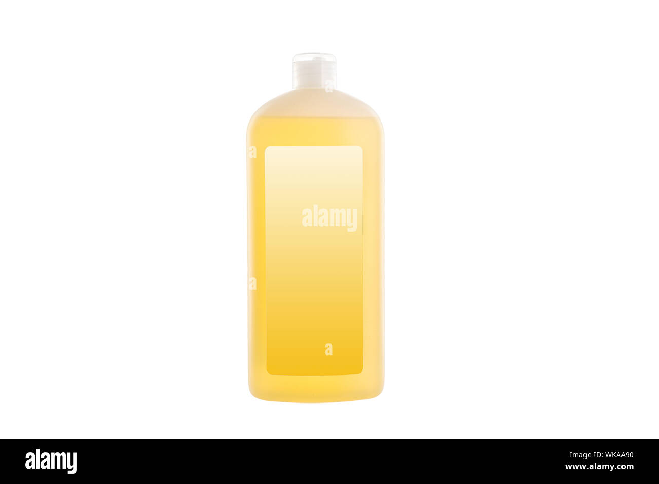 Haus reinigen. Plastikflasche mit Geschirrspülmittel Seife auf weißem Hintergrund Stockfoto