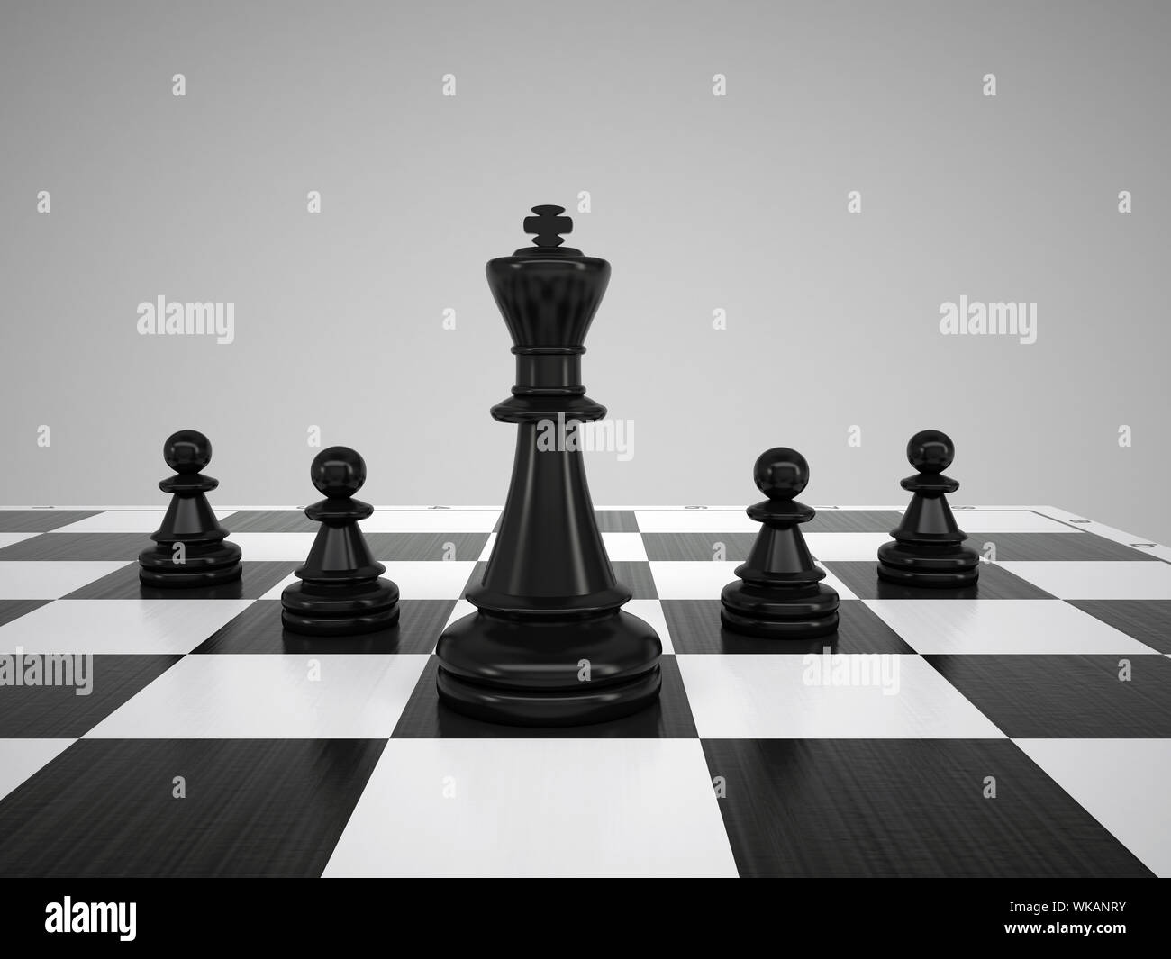 Schwarz chess König und Bauern. grauer Hintergrund Stockfoto