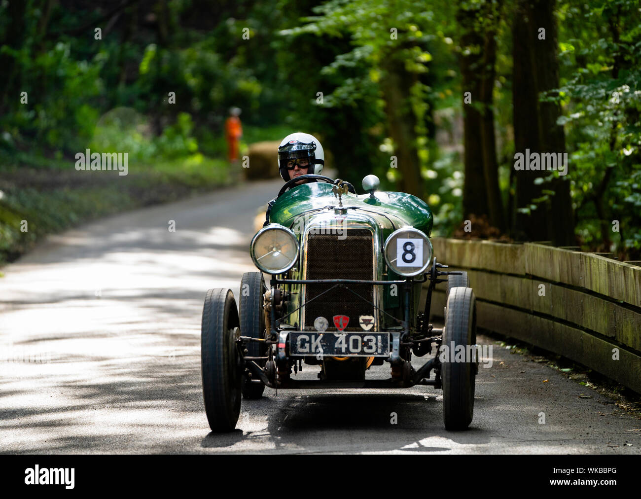 Boness Revival hillclimb Motorsportveranstaltung in Boness, Schottland, Großbritannien. Die 2019 Bo'ness Revival Classic und Bergrennen, erste Schottlands Zweck gebauten motorsport Veranstaltungsort, es 60 Jahre seit zwei Formel 1-Weltmeister Jim Clark hier konkurrierten. Es fand Samstag und Sonntag 31. August 1. September 2019. 8. William Irving. Alvis 18598 Stockfoto