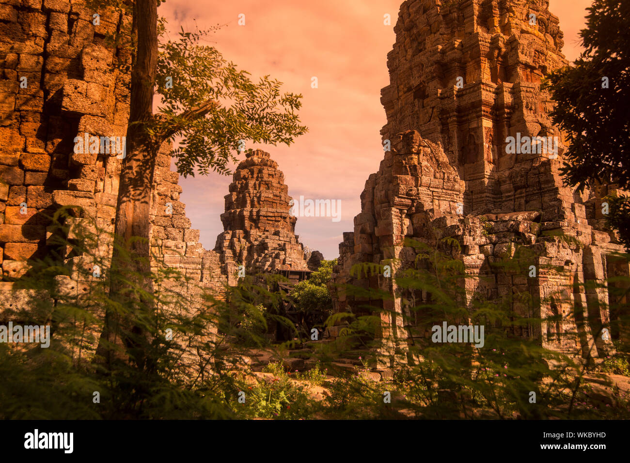 Der wat Banan Tempel Ruinen im Süden der Stadt Battambang in Kambodscha. Kambodscha, Battambang, November 2018 Stockfoto