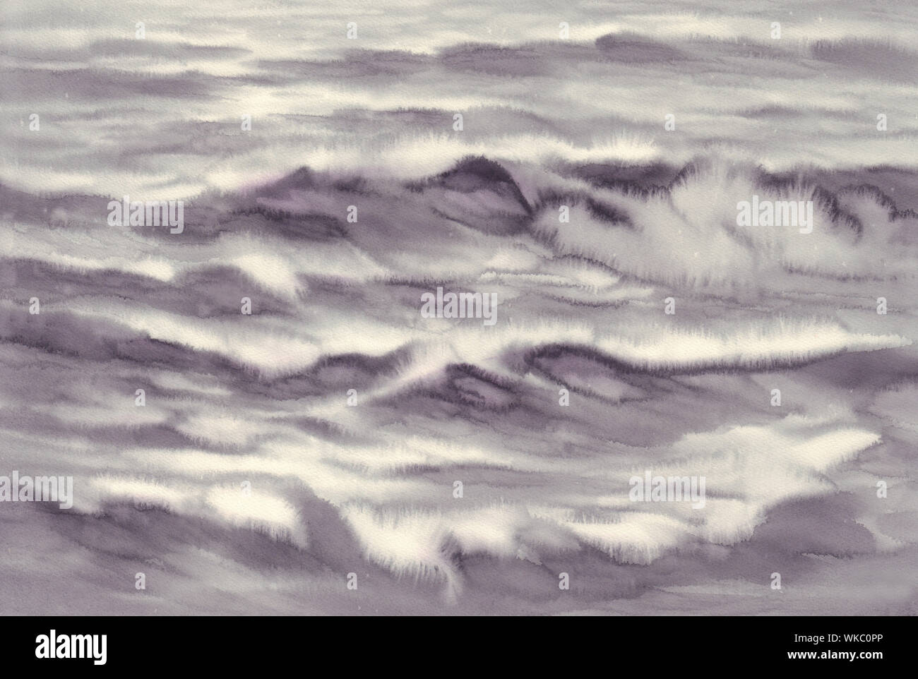 Meer Licht in Schwarz und Weiß Aquarell Hintergrund. Vintage Abbildung Stockfoto
