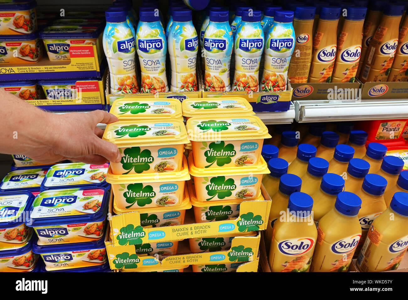Margarine in einem Geschäft Stockfoto