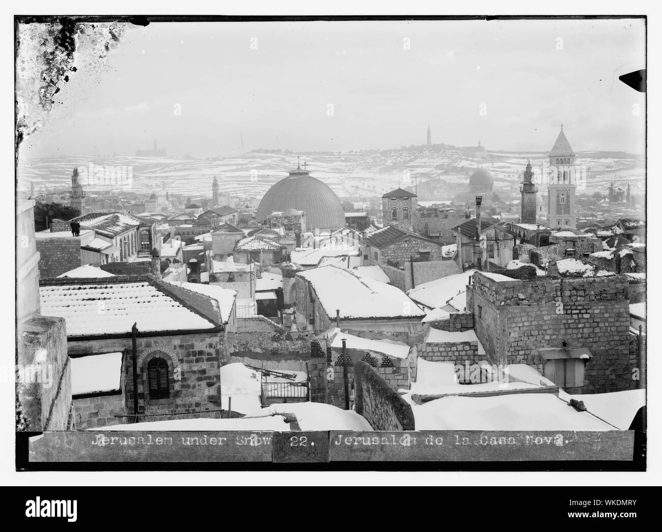 Jerusalem unter Schnee Stockfoto