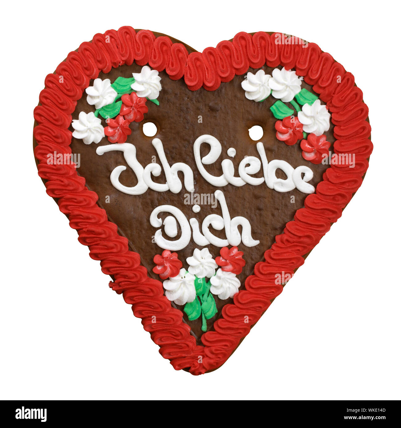 Ich liebe dich Lebkuchen. Typisches Souvenir der deutschen Kultur in messen und das berühmte Oktoberfest in München. Stockfoto